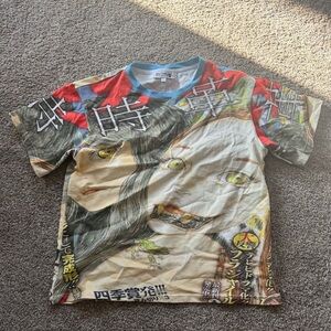 idle time color block cropped graphic tee mens L